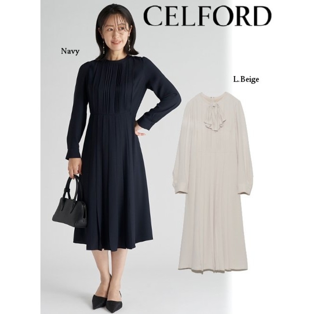 CELFORD　リボンタイ付きプリーツワンピース　入学式　卒業式　行事　34