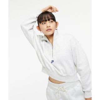 ナイキ(NIKE)のNIKE オーバーサイズド 1/2ジップ クロップ フリース スウェット(トレーナー/スウェット)