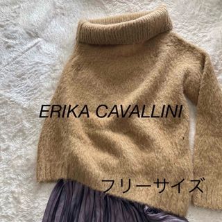 エリカカヴァリー二(ERIKA CAVALLINI)のエリカ・カバリー二  アシンメトリーニット プルオーバー ベージュ フリーサイズ(ニット/セーター)