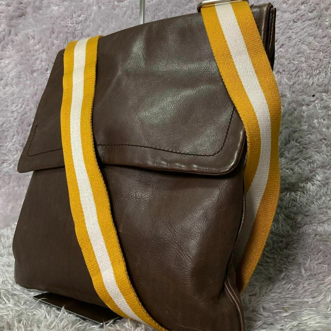 良品】 BALLY バリー ショルダーバッグ レザー ライン メンズ-