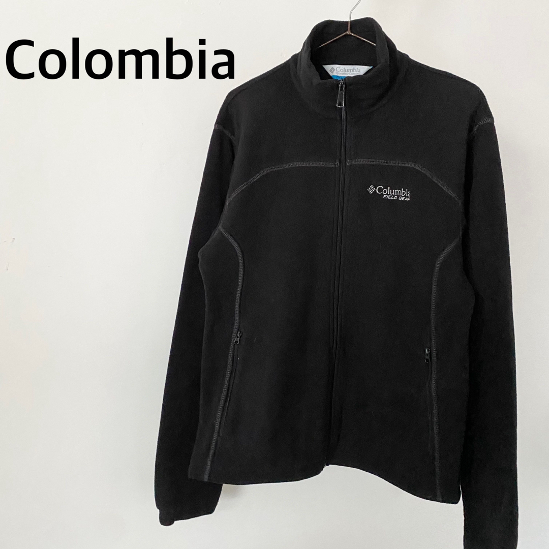 Columbia(コロンビア)のコロンビア　ブラック　フルジップ　ボアフリース　アウター　刺繍ロゴ メンズのジャケット/アウター(ブルゾン)の商品写真