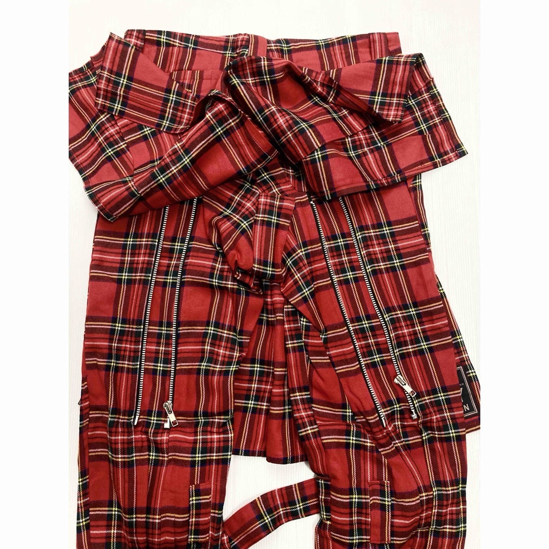 【美品】BOY LONDON タータンチェック スカート付きボンテージパンツ 赤