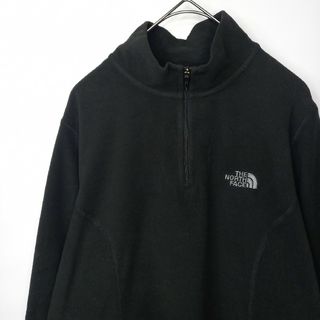 ザノースフェイス(THE NORTH FACE)のノースフェイス　ハーフジップ　フリース　プルオーバー　トレーナー　刺繍　黒　M(トレーナー/スウェット)