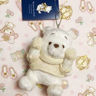 クマノプーサン(くまのプーさん)のプーさん♡クリスマス♡ホワイト♡マスコット♡新品タグ付き(キャラクターグッズ)