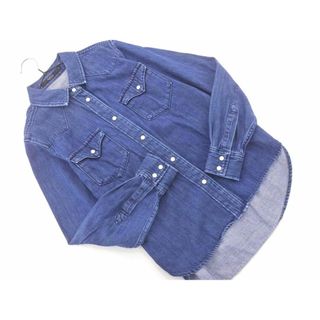 マウジー(moussy)のAZUL BY MOUSSY アズールバイマウジー スナップボタン 長袖 デニム シャツ sizeS/紺 ◇■ レディース(シャツ/ブラウス(長袖/七分))