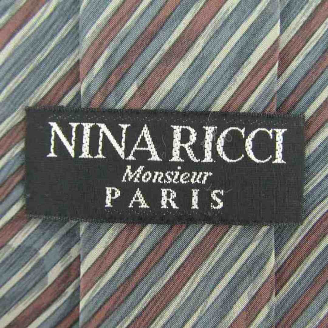 NINA RICCI(ニナリッチ)のニナリッチ ブランドネクタイ ストライプ柄 パネル柄 シルク メンズ グレー NINA RICCI メンズのファッション小物(ネクタイ)の商品写真