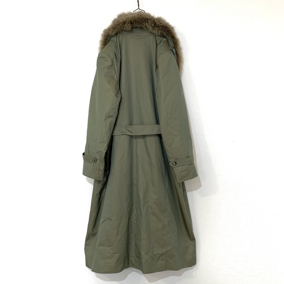 ロング丈チェスターコート♩本物フォックスファー紐ベルト日本製ふわふわファー レディースのジャケット/アウター(チェスターコート)の商品写真