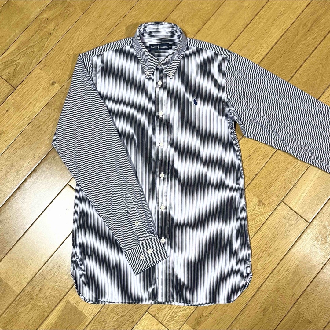 Ralph Lauren(ラルフローレン)の《新品》【160】ラルフローレン　長袖シャツ　ストライプ柄　ネイビー　白 キッズ/ベビー/マタニティのキッズ服男の子用(90cm~)(ブラウス)の商品写真