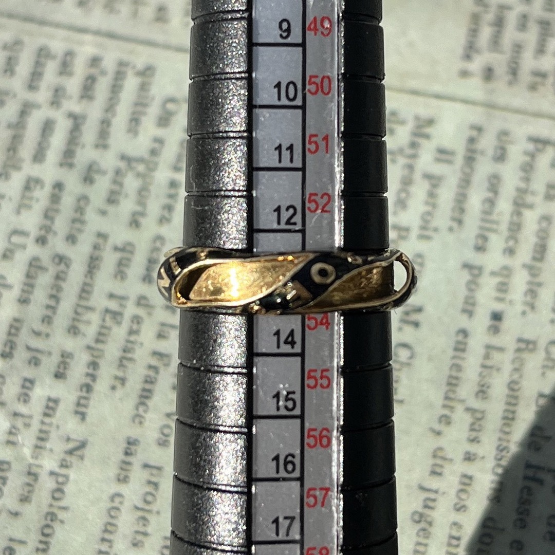 英国　イギリス　アンティーク　18k 18金　モーニングリング メンズのアクセサリー(リング(指輪))の商品写真