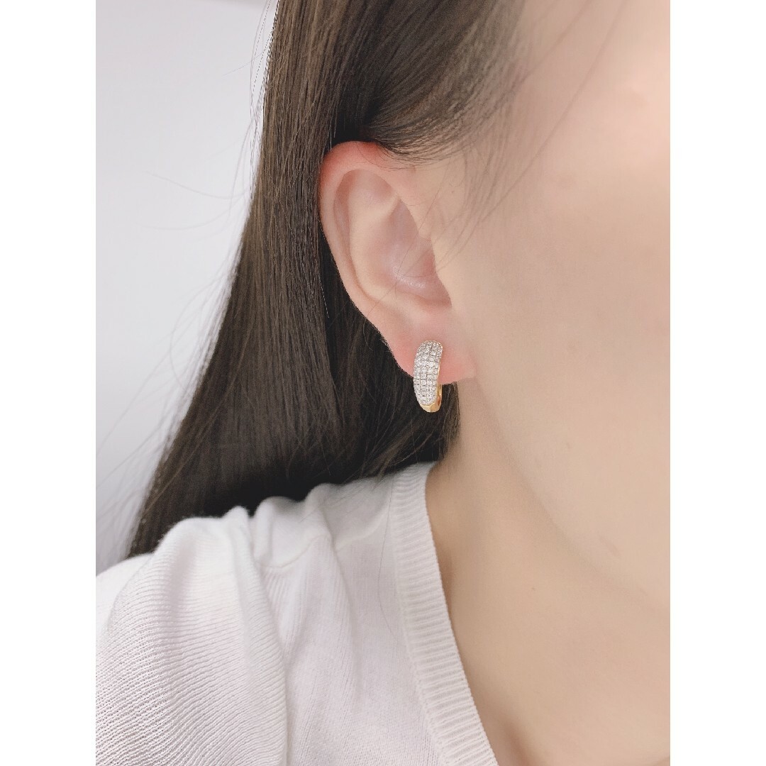 ハート形 天然ダイヤモンドピアス0.7ct k18 - アクセサリー ハート形 天然ダイヤモンドピアス0.7ct k18 - アクセサリー