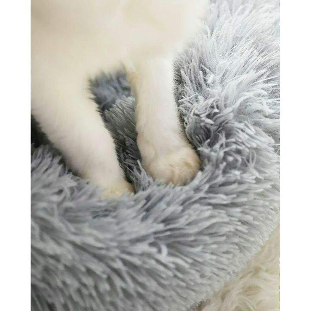 灰犬 猫 ペット ふわふわ シンプル 円形 ベッド グレー 滑り止め クッション その他のペット用品(猫)の商品写真