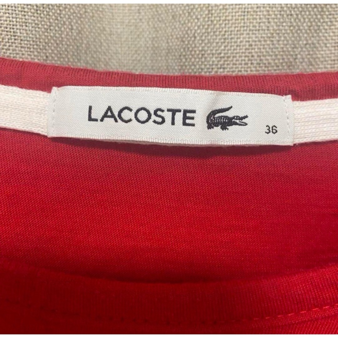 LACOSTE(ラコステ)のLACOSTE ラコステ　ボーダー　レッド レディースのトップス(Tシャツ(半袖/袖なし))の商品写真