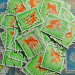 【使用済み切手】7円金魚 (1967.8.1～) 80枚(使用済み切手/官製はがき)