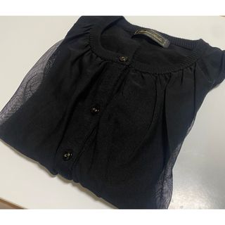 マダムヒロコ(Madame Hiroko)の【美品】チュール 付き カーディガン セーター ウール S マダムヒロコ(カーディガン)