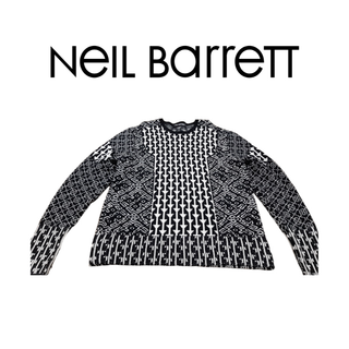 ニールバレット(NEIL BARRETT)のNEIL BARRETT 総柄 マルチ ロゴ ニットセーター XXL(ニット/セーター)