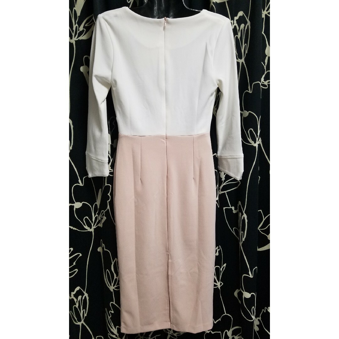 新品　重ね着風　ワンピース　size　L レディースのフォーマル/ドレス(ミディアムドレス)の商品写真