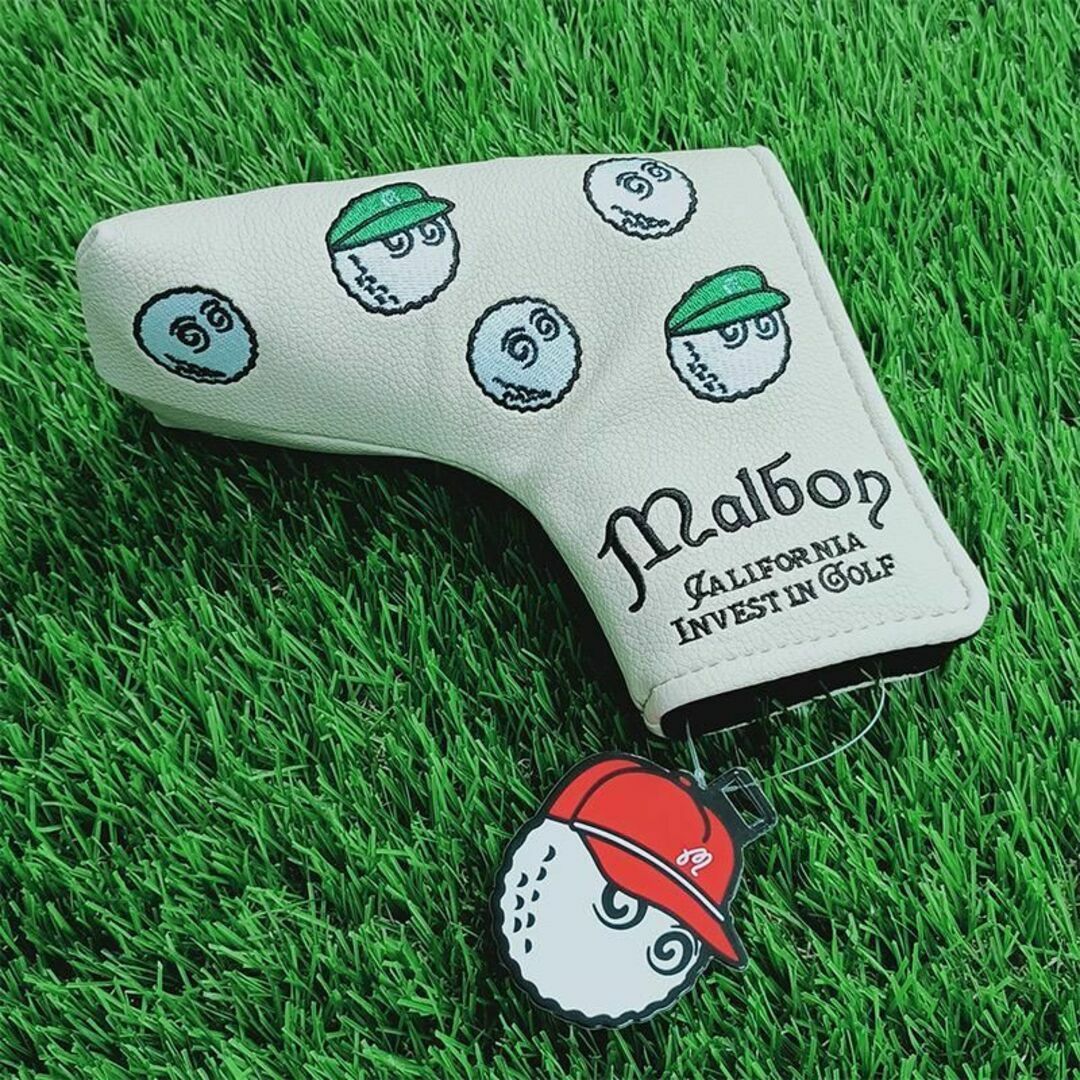 マルボン ゴルフ ヘッドカバー Malbon パターカバー 5個 ホワイト色bo