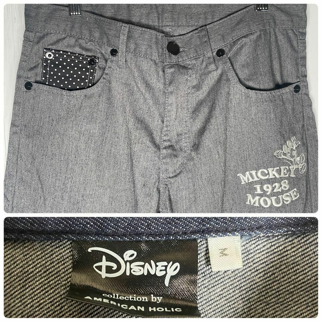 Disney(ディズニー)の[古着]コーデセット　長袖　デニムシャツ　ミッキー　プリント　刺繍　青　グレー メンズのスーツ(セットアップ)の商品写真