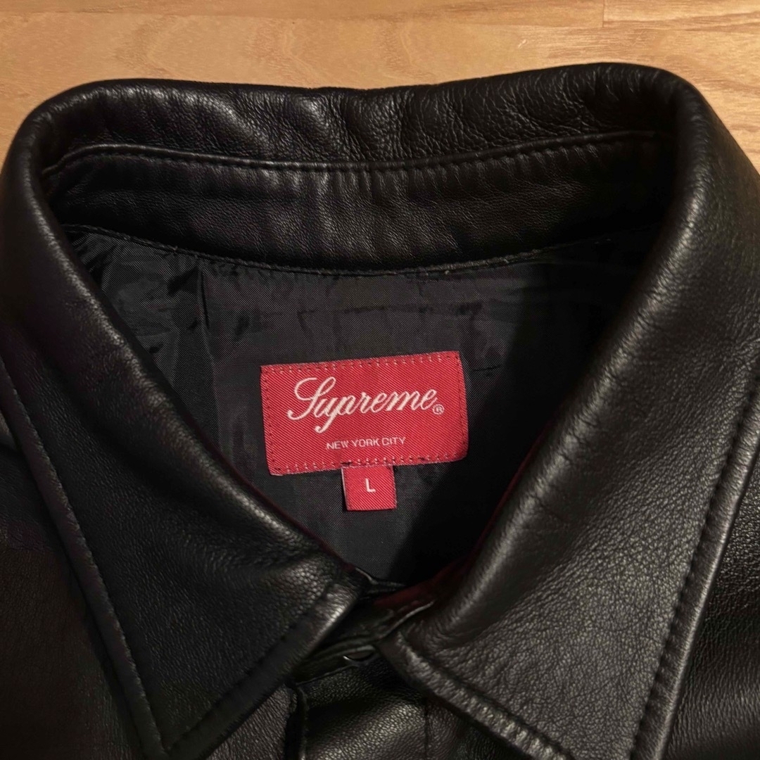 今の服装には合わなくなりsupreme シュプリーム ラムレザーシャツ　Lサイズ