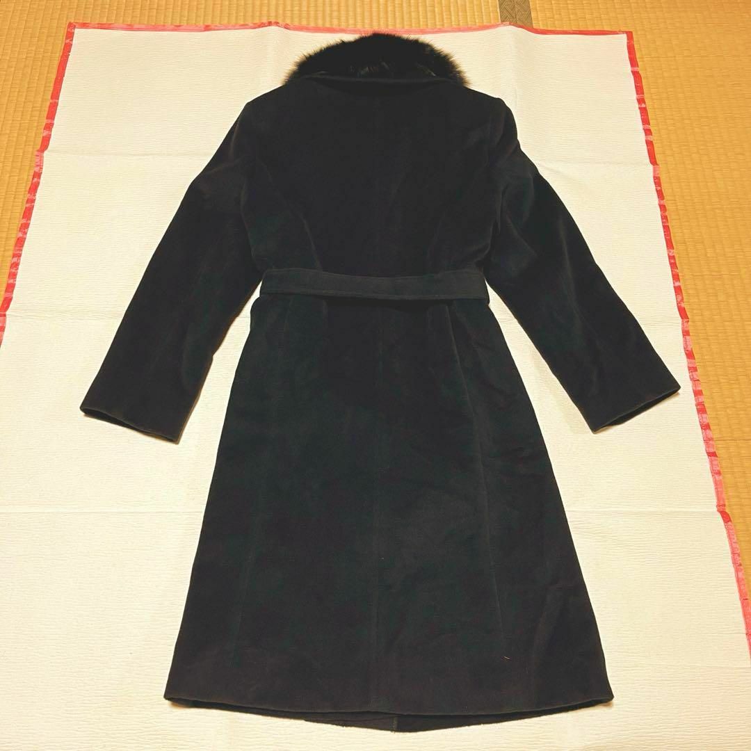 美品 LABELDA アンゴラ100% ロングコート フォックスファー 黒