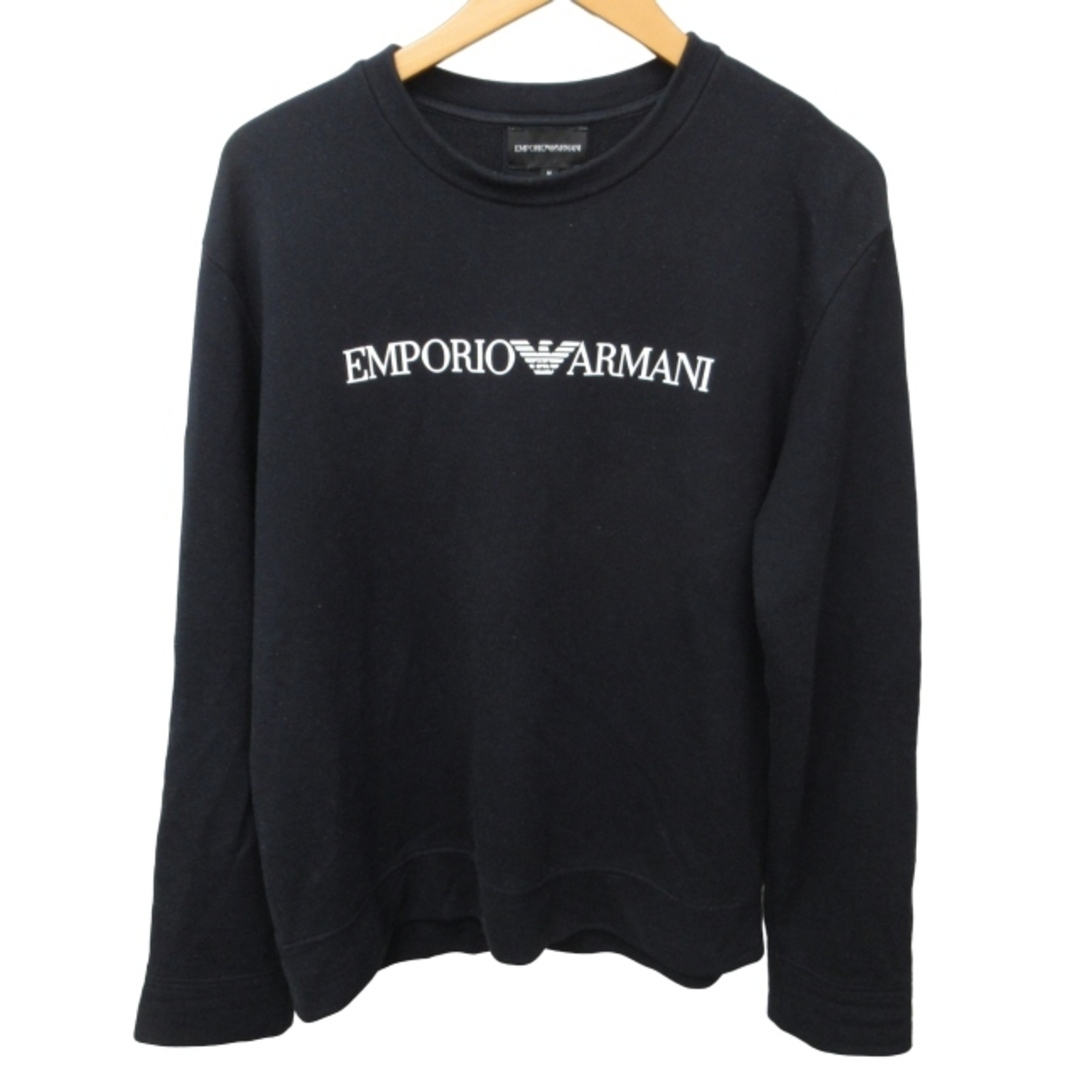 Emporio Armani(エンポリオアルマーニ)のエンポリオアルマーニ ロゴトレーナー スウェット 長袖 黒 M AL12 メンズのトップス(スウェット)の商品写真