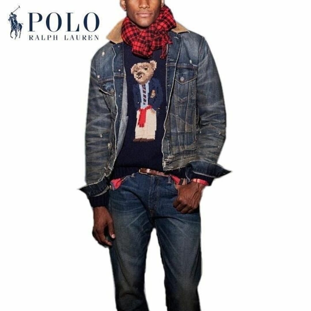 POLO RALPH LAUREN(ポロラルフローレン)の良品 希少 Ｍ ポロラルフローレン 復刻 ポロベア セーター コットン リネン メンズのトップス(ニット/セーター)の商品写真