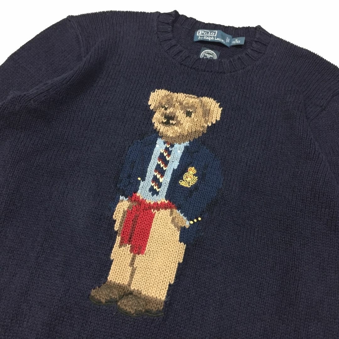 POLO RALPH LAUREN(ポロラルフローレン)の良品 希少 Ｍ ポロラルフローレン 復刻 ポロベア セーター コットン リネン メンズのトップス(ニット/セーター)の商品写真