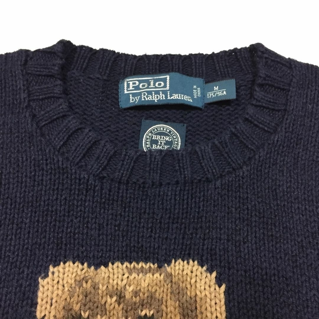 POLO RALPH LAUREN(ポロラルフローレン)の良品 希少 Ｍ ポロラルフローレン 復刻 ポロベア セーター コットン リネン メンズのトップス(ニット/セーター)の商品写真