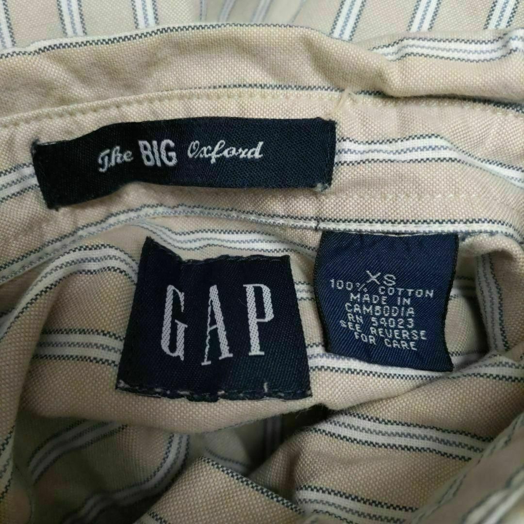 GAP(ギャップ)のギャップ ビックシルエット ストライブ 長袖オックスフォードシャツ ベージュXS メンズのトップス(シャツ)の商品写真