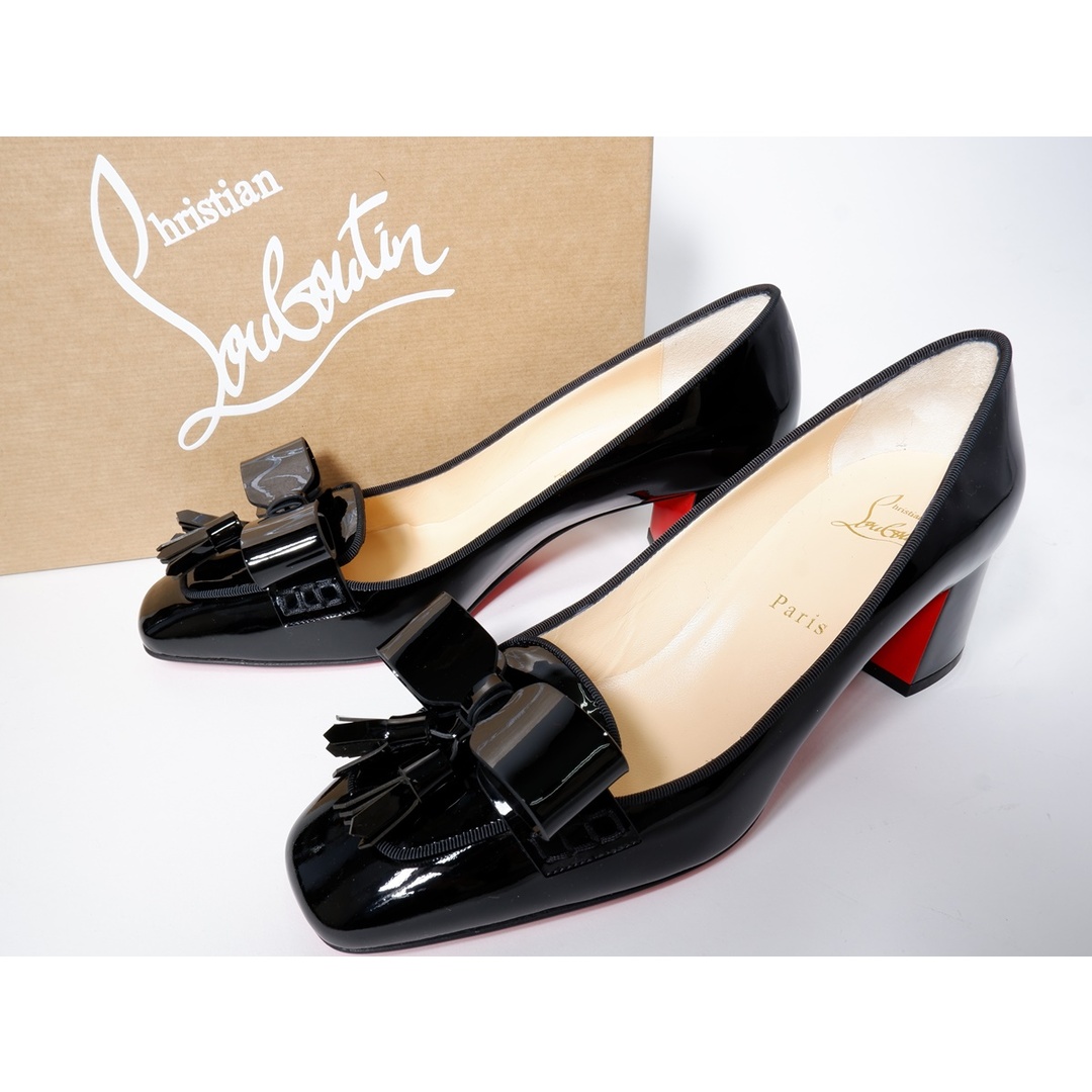 クリスチャンルブタンChristianLouboutin 2020SS CARMELA PUMP 55 PATENT/GG 5.5cmチャンキーヒール パテントパンプス新品【38.5(25.5cm)】【LFWA73329】靴/シューズ