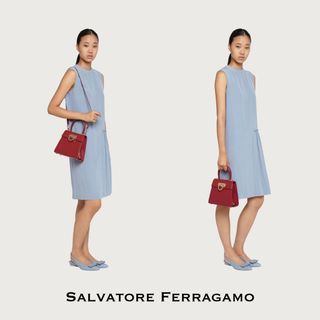 サルヴァトーレフェラガモ(Salvatore Ferragamo)の21.Resort.新品■フェラガモ ワンピース・ドレス_シルク100％/タグ付(ひざ丈ワンピース)