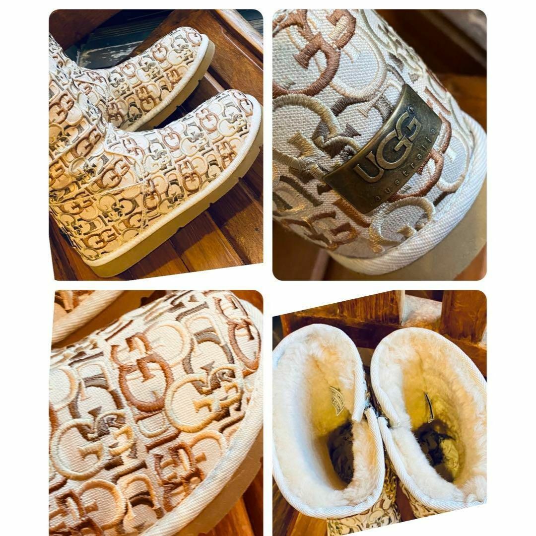 UGG(アグ)の超激レア✨ビンテージ✨24cm✨超美品✨ファブリック✨ロゴ総刺繍✨ムートンブーツ レディースの靴/シューズ(ブーツ)の商品写真