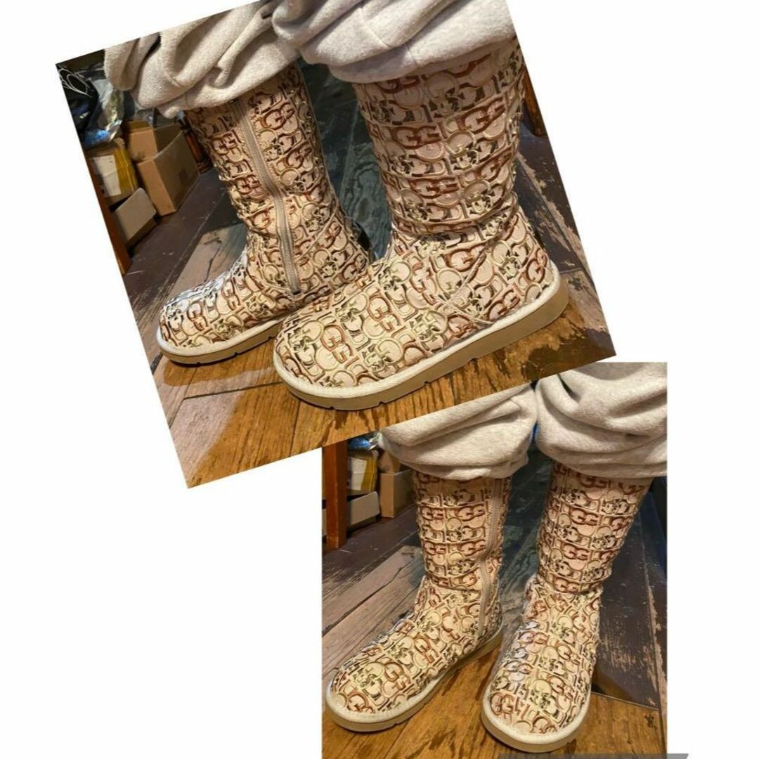 UGG(アグ)の超激レア✨ビンテージ✨24cm✨超美品✨ファブリック✨ロゴ総刺繍✨ムートンブーツ レディースの靴/シューズ(ブーツ)の商品写真