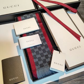 グッチ(Gucci)の❤美品箱付き❤GUCCI マフラー ストール ショール スカーフ❤ワインレッド❤(マフラー)