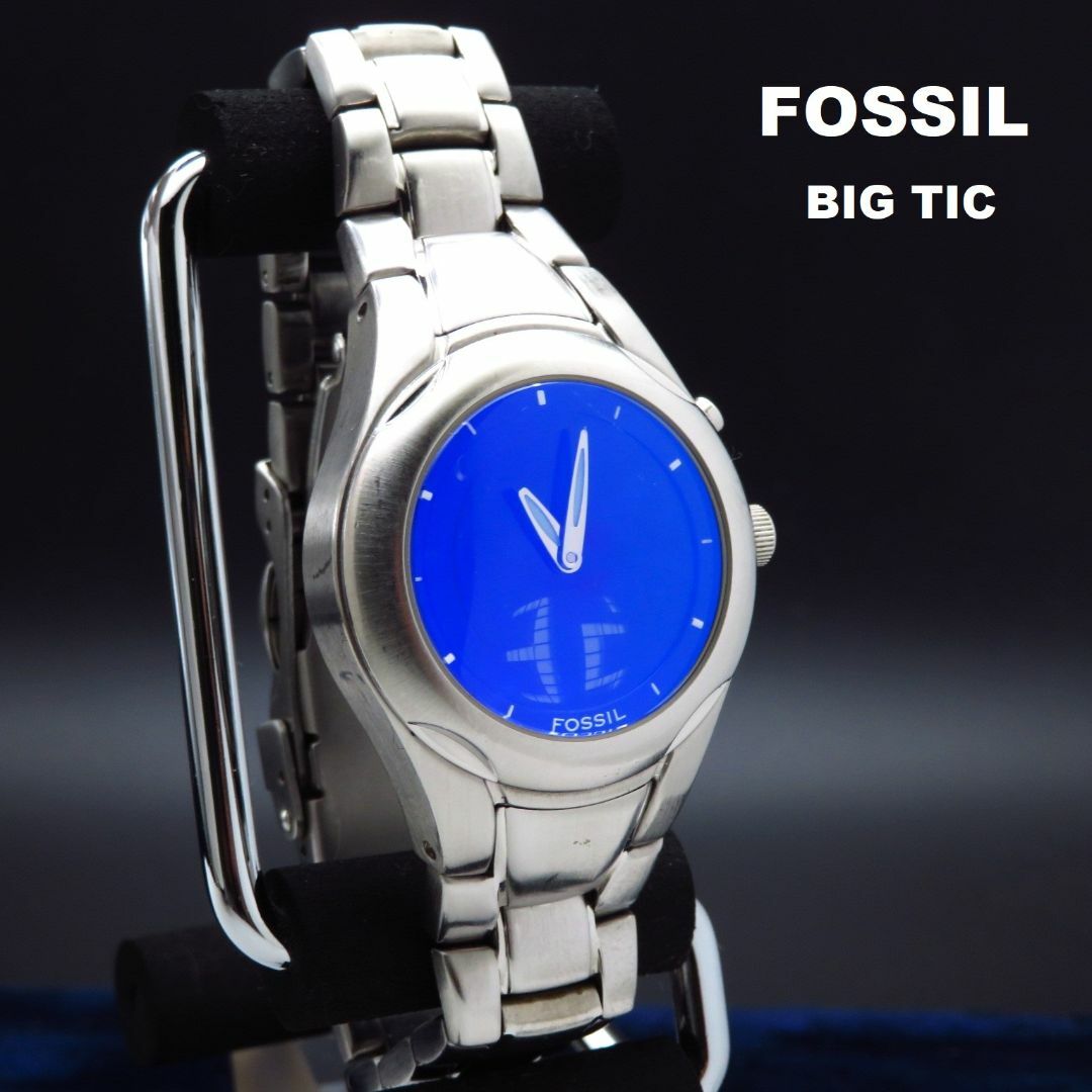 FOSSIL BIG TIC デジタル腕時計 ブルー文字盤ファッション小物