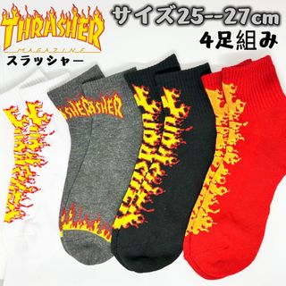 スラッシャー(THRASHER)のTHRASHER スラッシャー メンズ　4足セット クォーター ソックス(ソックス)