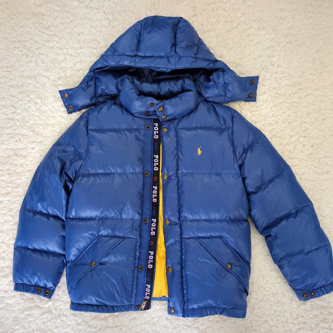 POLO RALPH LAUREN(ポロラルフローレン)の美品 ポロラルフローレン フードダウンジャケット ユニセックス ブルー 160 レディースのジャケット/アウター(ダウンジャケット)の商品写真