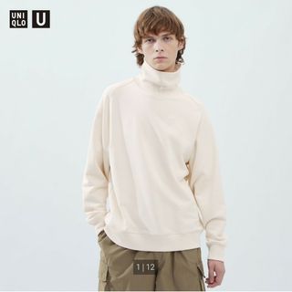 ユニクロ(UNIQLO)の新品未使用 ユニクロU スウェットタートルネックシャツ オフホワイト Lサイズ(スウェット)