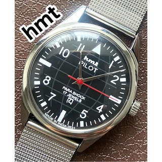 ヴィンテージ メンズ腕時計 hmt 機械式手動巻き ホワイト オートマチック(腕時計(アナログ))
