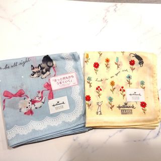 Hallmark - 新品 Hallmark ハンカチ 2点セット 猫  犬 花柄 総柄  綿100%