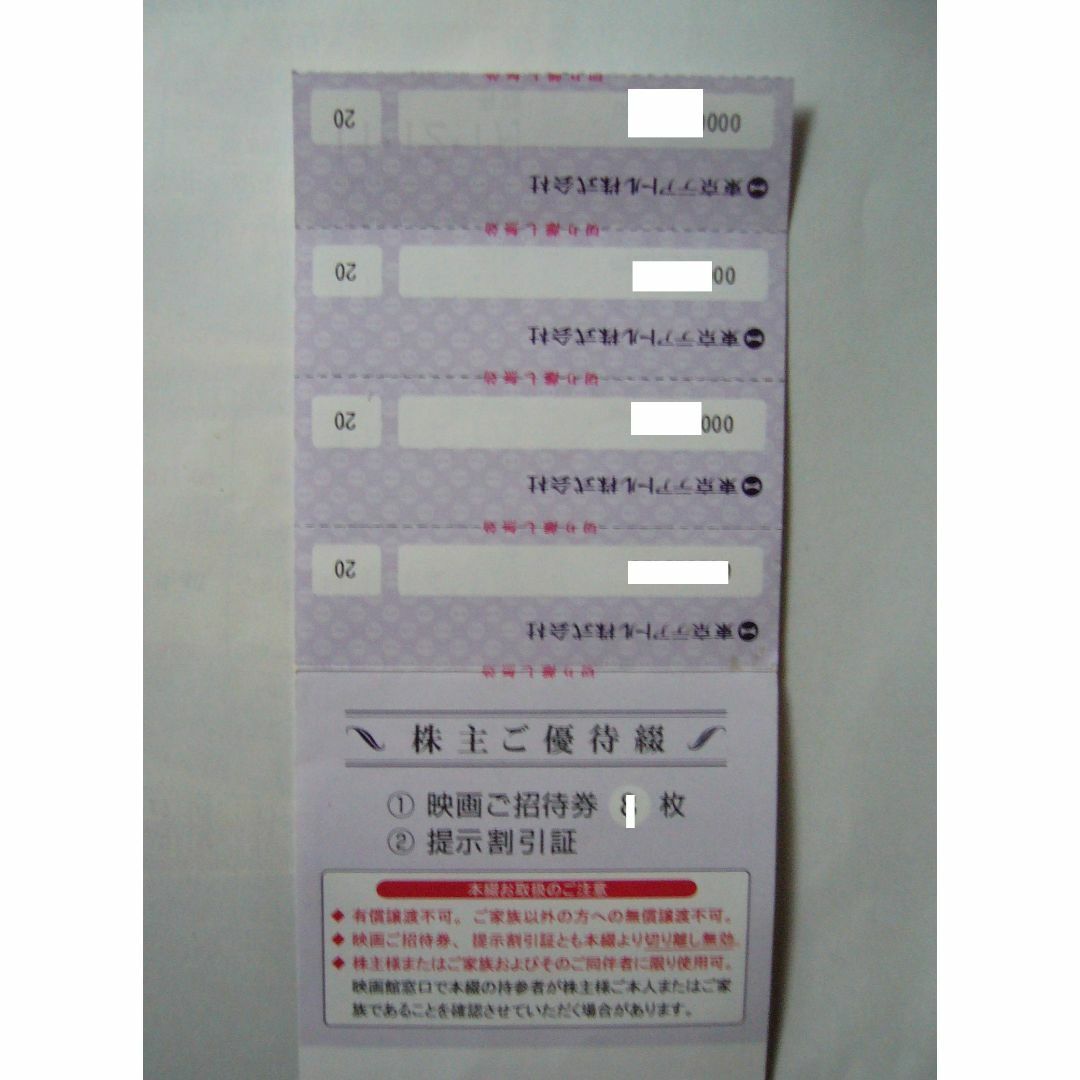 東京テアトル　株主優待券　4回分　2024年1月31日迄有効 チケットの映画(その他)の商品写真