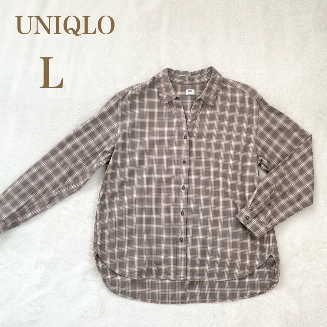 UNIQLO(ユニクロ)のユニクロ　ライトフランネルチェックシャツ　レディースL レディースのトップス(シャツ/ブラウス(長袖/七分))の商品写真