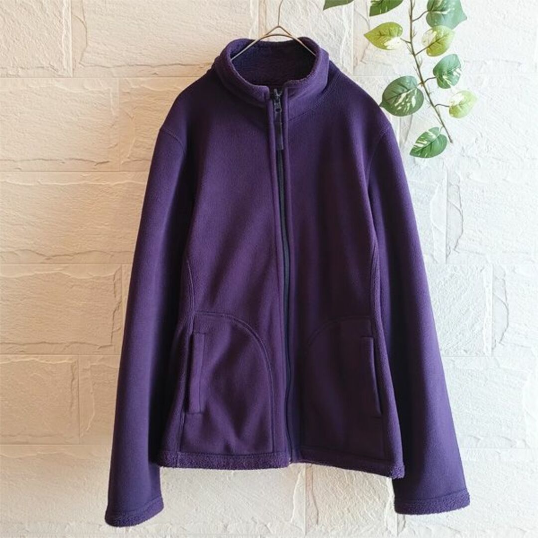 ユニクロ フリース (M) 紫 パープル 防寒 ジップアップ - トップス