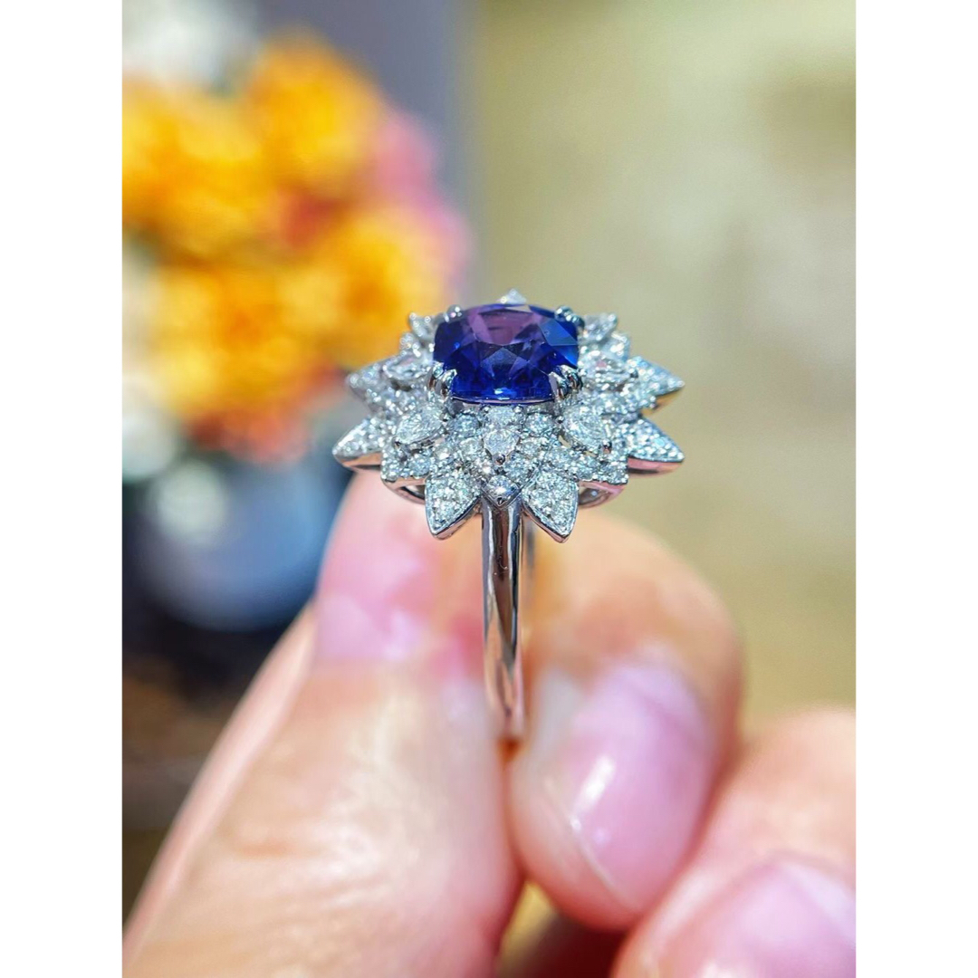 天然 ロイヤルブルーサファイア ダイヤ リング1.52ct k18 ¥ レディースのアクセサリー(リング(指輪))の商品写真