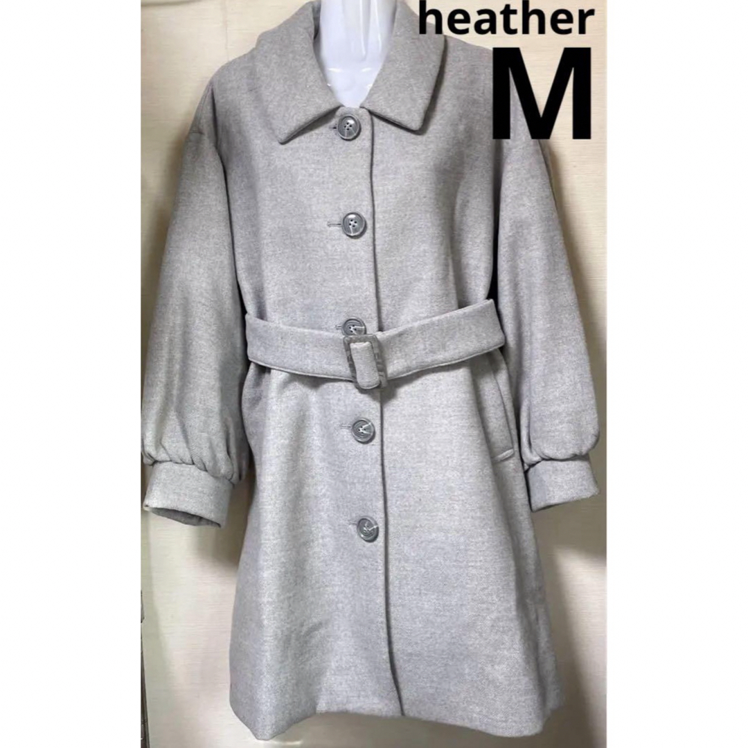 heather(ヘザー)のheather ヘザー　2wayハーフコート　グレー　Mサイズ ベルト レディースのジャケット/アウター(その他)の商品写真