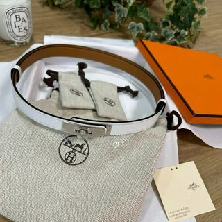 エルメス(Hermes)の新品　HERMES　エルメス　ケリー18　ベルト　ホワイト　シルバー金具　B刻印(ベルト)