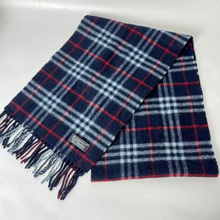 バーバリー(BURBERRY)の【美品】バーバリー　ノバチェック　ネイビー　ラムウール　マフラー　ストール(マフラー/ショール)