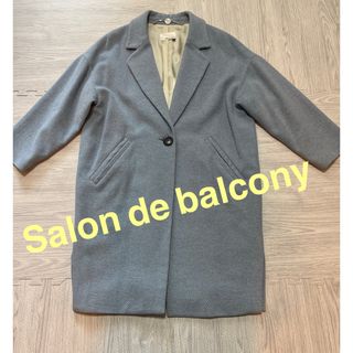 サロンドバルコニー(Salon de Balcony)のウール 軽量 膝丈 コートサロンドバルコニー ブルー アンゴラ アウター (その他)