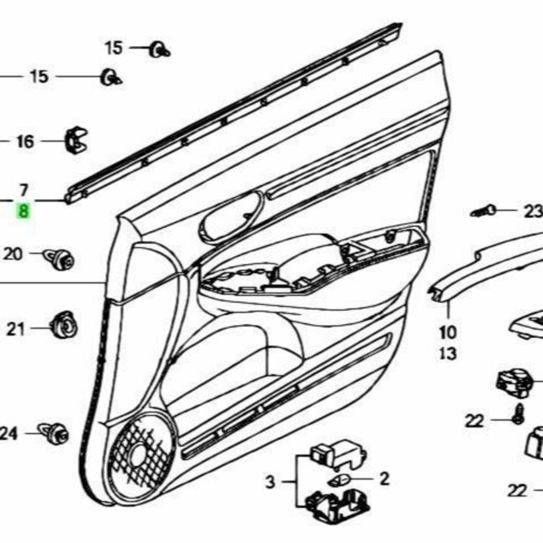 自動車/バイクホンダ シビック FD2 タイプR フロントドア ウェザーストリップ ガラスラン