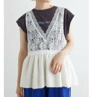 ダブルクローゼット(w closet)の新品☆W closet レースドッキングニットキャミソール(ニット/セーター)